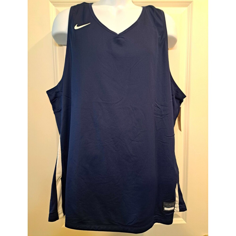 Nike Men's Basketball Jersey Tank V-Neck Mesh Blue/White 2XL DN5212-420 NWT